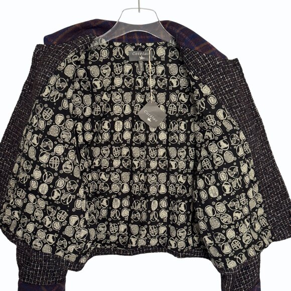 Cotélac Womens Tweed Jacket Plaid Wool Size US 8 Boxy Mixed Media‎ Office Siren - Picture 7 of 14